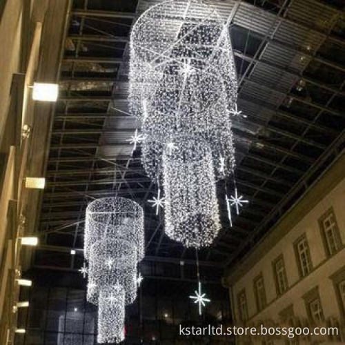 LED chandelier, 1m diameter and 2.5m height, with PVC cable and white LED